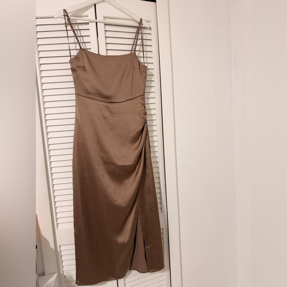 Women’s Satin Slip Dress - Brown